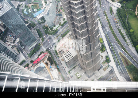 Vue d'oiseau paysage urbain dans la ville de Shanghai de Chine Banque D'Images