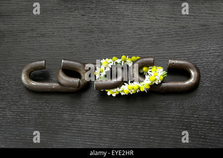 Une chaîne est aussi forte que son maillon le plus un proverbe lien composé de fleurs Banque D'Images