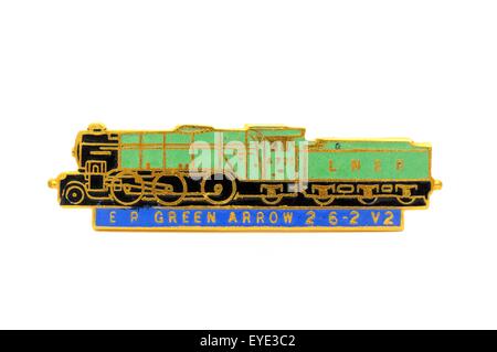 Un train à vapeur britannique émail badge.LNER classe V2 Flèche verte 4771 Banque D'Images
