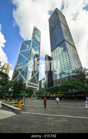 Banque de Hong Kong Skysraper avec ciel bleu, Chine Banque D'Images