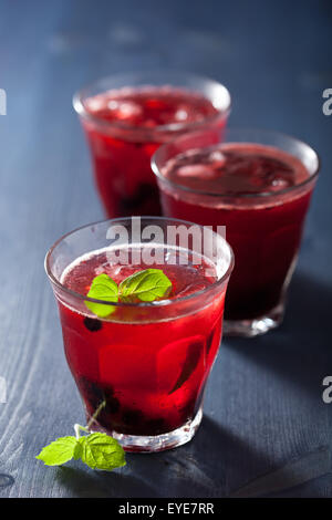 Boisson rafraîchissante avec de la chaux et de bleuets à la menthe Banque D'Images