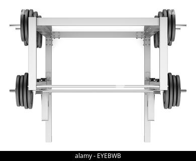 Vue de dessus de sport avec demi-rack barbell isolé sur fond blanc Banque D'Images