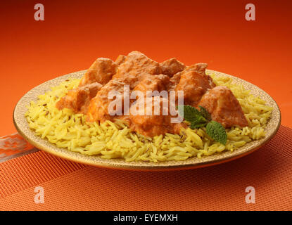 Poulet au beurre INDIEN CURRY & RIZ BASMATI Banque D'Images