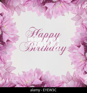 Joyeux anniversaire carte avec décoration florale Banque D'Images