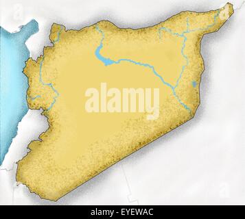 La carte dessinée à la main de la Syrie et les pays voisins Banque D'Images