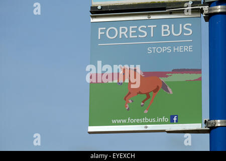 Signe l'arrêt de bus pour la forêt Bus dans la nouvelle forêt Hampshire UK Banque D'Images