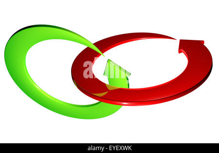 Les flèches rouges et vertes en rotation anneau Banque D'Images