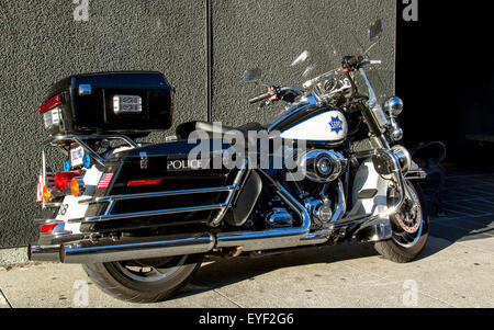 La Police de San Francisco Harley- Davidson garée sur Vallejo Chinatown St , San Francisco , Californie , USA Banque D'Images