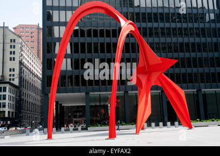 Flamingo par Alexander Calder dans les Plaza, à Chicago. Banque D'Images