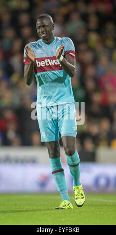 Norwich, Royaume-Uni. 28 juillet, 2015. Pré saison Friendly entre Norwich City et West Ham United. West Ham United's Cheikhou Kouyat&# xe9 ;. Credit : Action Plus Sport/Alamy Live News Banque D'Images