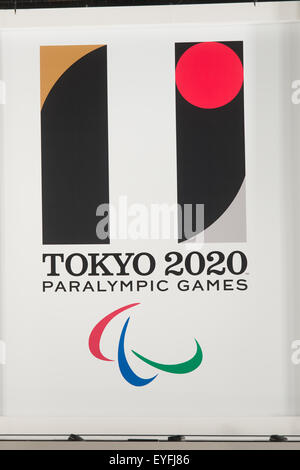 Vue générale, le 24 juillet 2015 : l'emblème officiel de la Tokyo 2020 Jeux paralympiques s'affiche à Tokyo à Tokyo le 24 juillet 2015. Le Comité d'organisation de Tokyo des Jeux olympiques et paralympiques ont dévoilé les emblèmes le vendredi, pour marquer l'exactement cinq ans avant l'ouverture des Jeux d'été de 2020 à Tokyo. © AFLO/Alamy Live News Banque D'Images