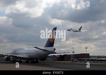 Frankfurt am Main, Allemagne, Boeing 747-8 Lufthansa sur le tarmac de l'aéroport de Francfort Banque D'Images