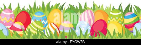 Arrière-plan transparent horizontal avec les oeufs de Pâques colorés. Vector illustration. Illustration de Vecteur