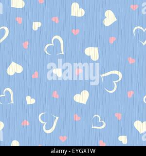 Seamless texture vecteur en bois bleu avec motif coeurs. Illustration de Vecteur
