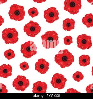 Modèle transparent avec des coquelicots rouges. Vector illustration. Illustration de Vecteur