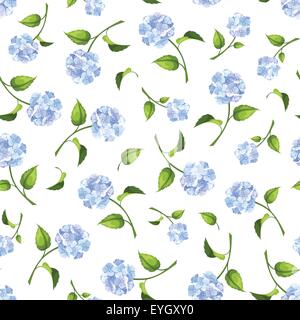 Modèle transparent avec fleurs hortensia bleu. Vector illustration. Illustration de Vecteur