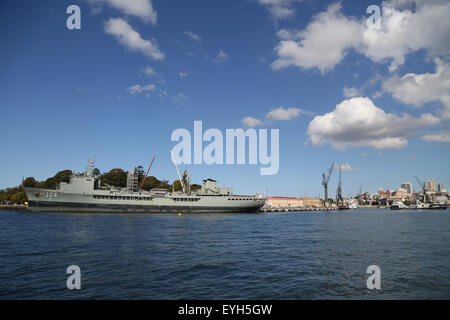 La base navale de l'île jardin vue du port de Sydney. Banque D'Images