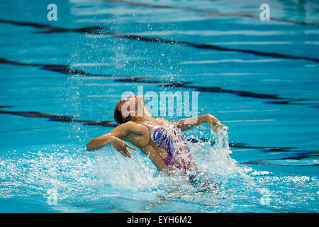 Kazan, Russie. 29 juillet, 2015. Huang Xuechen de Chine effectue au cours de la natation synchronisée solo libre finale aux Championnats du monde de natation 2015 à Kazan, Russie, 29 juillet 2015. Huang a pris la médaille d'argent avec un score de 95,7000 points. Credit : Zhang Fan/Xinhua/Alamy Live News Banque D'Images