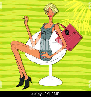 Beau modèle de mode avec de courts cheveux blonds Banque D'Images