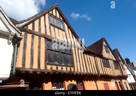 La jonction de bâtiments historiques médiévales sur Silent Street, Ipswich, Suffolk, Angleterre, RU Banque D'Images