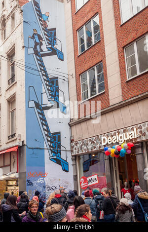 Fresque Tintin à Bruxelles Banque D'Images