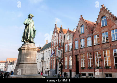 Van Eyck square, Bruges, Belgique Banque D'Images