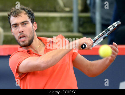 Hambourg, Allemagne. 30 juillet, 2015. Jerzy Janowicz de Pologne en action pendant le tour-du-16 match contre Cuevas de l'Uruguay à l'ATP Tennis Tournoi à Hambourg, Allemagne, 30 juillet 2015. Dpa : Crédit photo alliance/Alamy Live News Banque D'Images