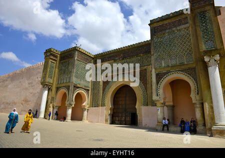 La Porte Bab El-Mansour, Meknes, Maroc , Afrique du Nord Banque D'Images