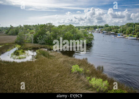 Steinhatchee River près de Golfe de Mexicas, Floride Banque D'Images