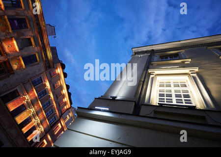 L'éclairage LED dans la vieille ville de Lublin, Pologne, Europe Banque D'Images