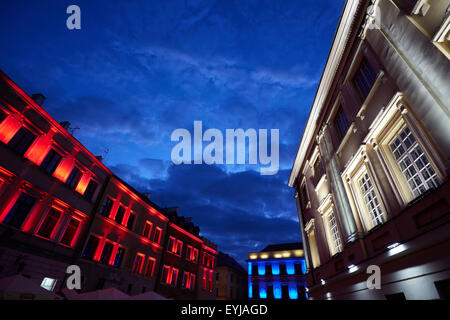 L'éclairage LED dans la vieille ville de Lublin, Pologne, Europe Banque D'Images