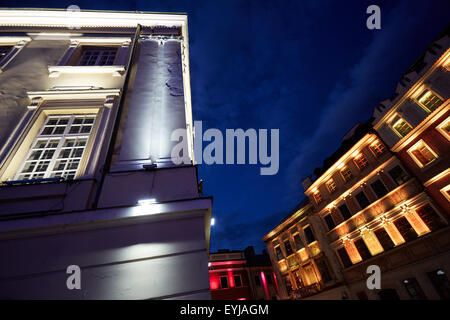 L'éclairage LED dans la vieille ville de Lublin, Pologne, Europe Banque D'Images