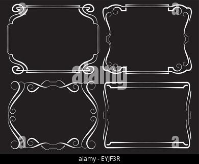 Ensemble de cadre horizontal de vecteur. Blanc sur noir Illustration de Vecteur