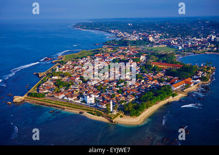 Sri Lanka, Province du Sud, la plage de la côte sud, Galle ville, fort néerlandais, site du patrimoine mondial de l'UNESCO, vue aérienne Banque D'Images