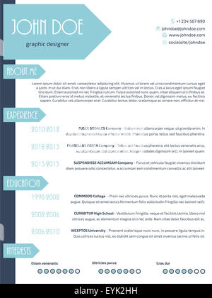 Reprise moderne simpliste curriculum vitae cv template design avec des flèches Banque D'Images