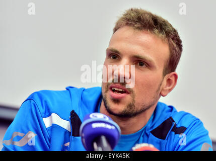 Kazan, Russie. 31 juillet, 2015. Paul Biedermann d'Allemagne au journal lors d'une conférence de presse au cours de la 16e Championnats du Monde de Natation FINA à Shalyapin Palace Hotel de Kazan, Russie, 31 juillet 2015. Dpa : Crédit photo alliance/Alamy Live News Banque D'Images