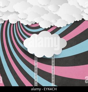 Vintage avec des nuages et des escaliers Banque D'Images