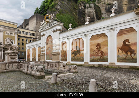 Cheval dans l'architecture de la ville de Salzbourg Banque D'Images