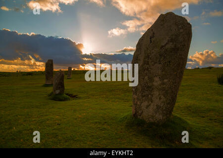 The Hurlers Stone Circle sur Bodmin Moorgrass Banque D'Images