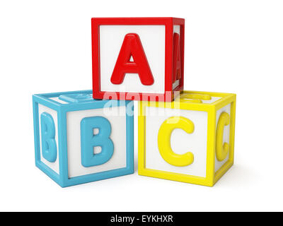 Blocs de construction avec alphabet ABC lettres isolated on white Banque D'Images