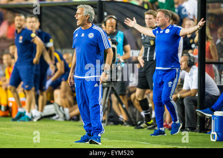 Landover, MD, USA. 28 juillet, 2015. Gestionnaire de Chelsea Jose Mourinho pendant l'International Champions Cup match entre Chelsea et le FC Barcelone à FedEx Field à Landover, MD. Jacob Kupferman/CSM/Alamy Live News Banque D'Images