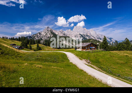 L'Autriche Salzburger Land (ferderal, province de Salzbourg), Pinzgau, Weißbach près de Lofer, Litzlalm contre Reiter Alpe, Banque D'Images