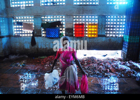 Marché de poisson au marché Crawford, Mumbai, Inde. Banque D'Images