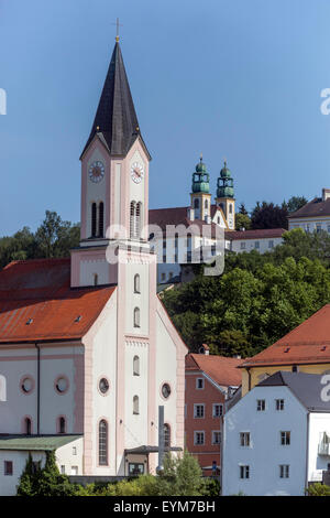 Eglise et monastère de Saint Gertraud Mariahilf sur une colline, à Passau, Bavière, Allemagne Banque D'Images