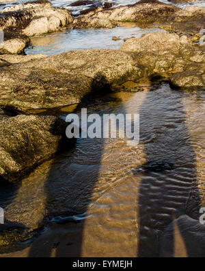 Ombre d'un couple sur une plage de sable fin Banque D'Images
