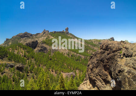 Centrale Intérieure Gran Canaria, Roque Nublo, vu de l'Orient Banque D'Images