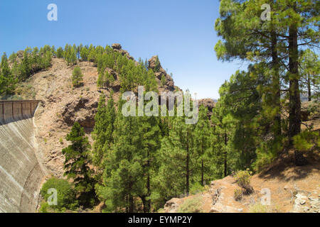 Gran Canaria centrale à l'intérieur des terres, la Caldeira de Tejeda, barrage Presa de Los Hornos Banque D'Images