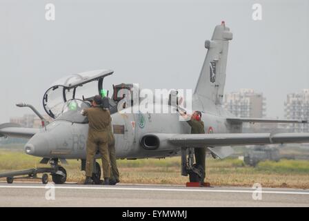 Formation avancée de l'Armée de l'air italienne Aermacchi MB 339 d'aéronefs Banque D'Images