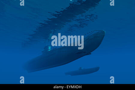 Partie Uboats allemands d'une meute. Banque D'Images