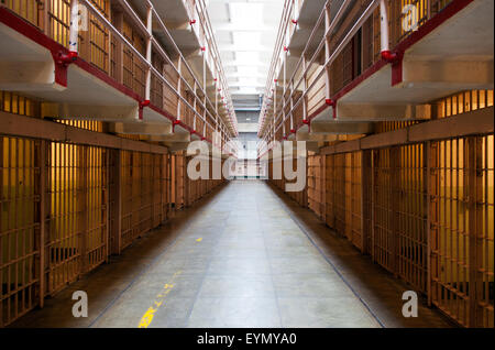 Dans les cellules de la prison d'Alcatraz, San Francisco, USA Banque D'Images